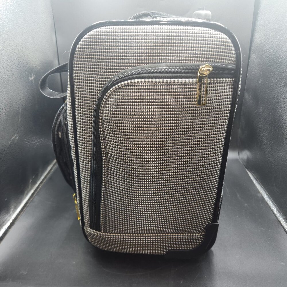 Nicole Miller Black and White Underseat Wheeled Bag Luggage 15" - Picture 5 of 14